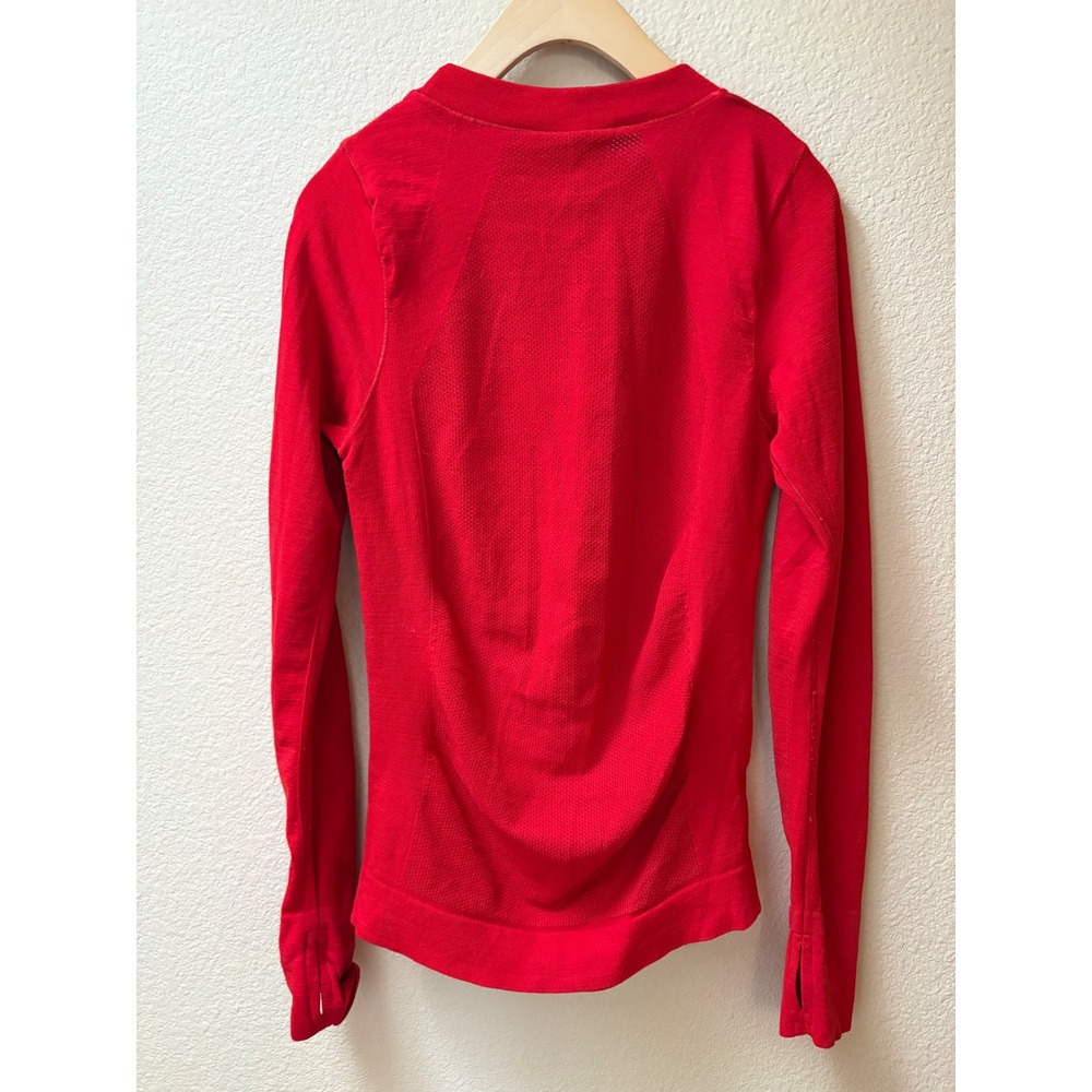 Athleta Speedlight Long Sleeve Top Red Mesh Knit Athletic Shirt Medium S/828581 - Picture 5 of 5